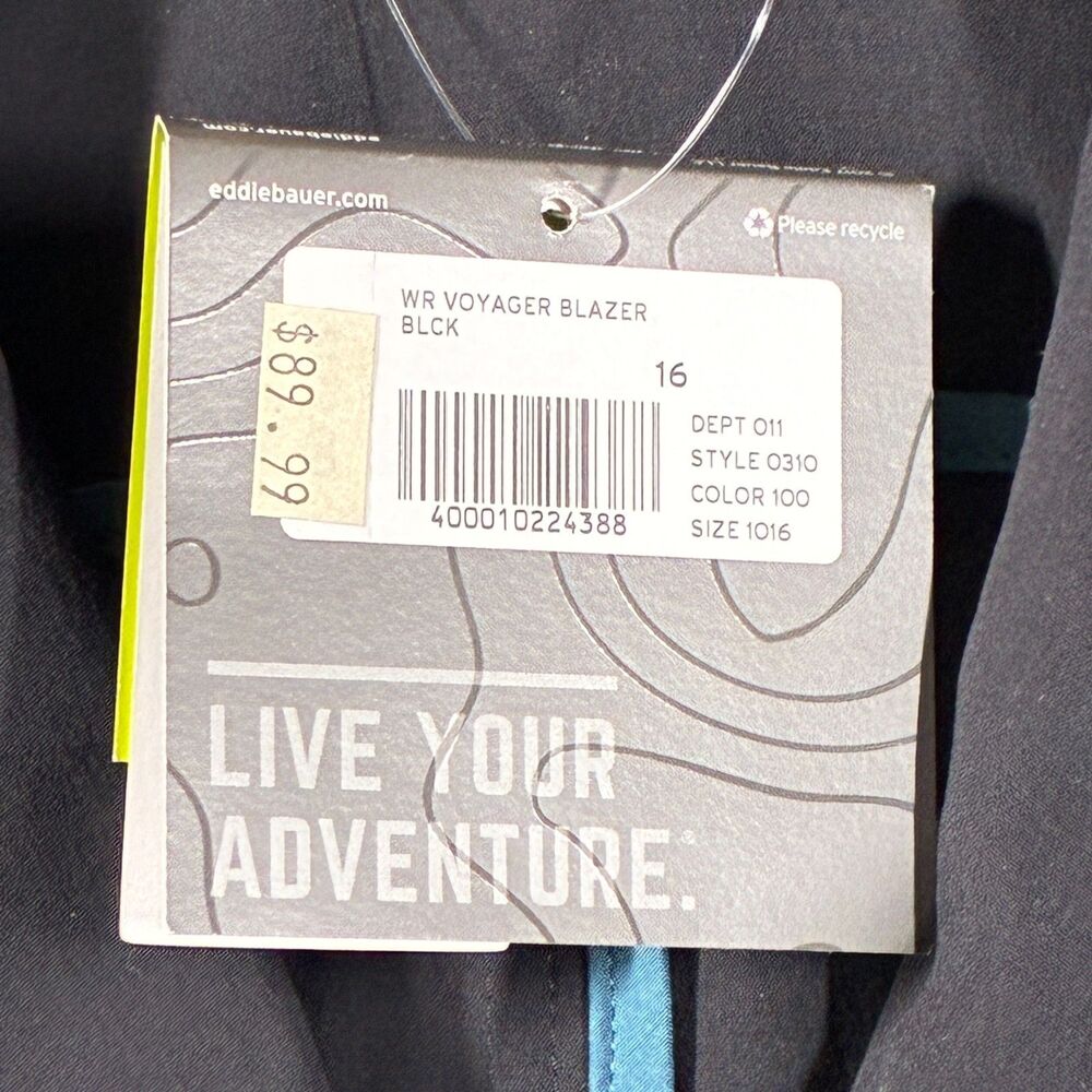 Eddie Bauer WR Voyager Blazer Women 16 Black Travex Flexion Travel Jacket NWT - Picture 11 of 14